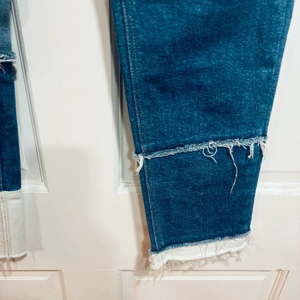 La vie Rebecca Tylor Patchwork Jeans Women Size 25 Straight‎ Leg Hight Waist
